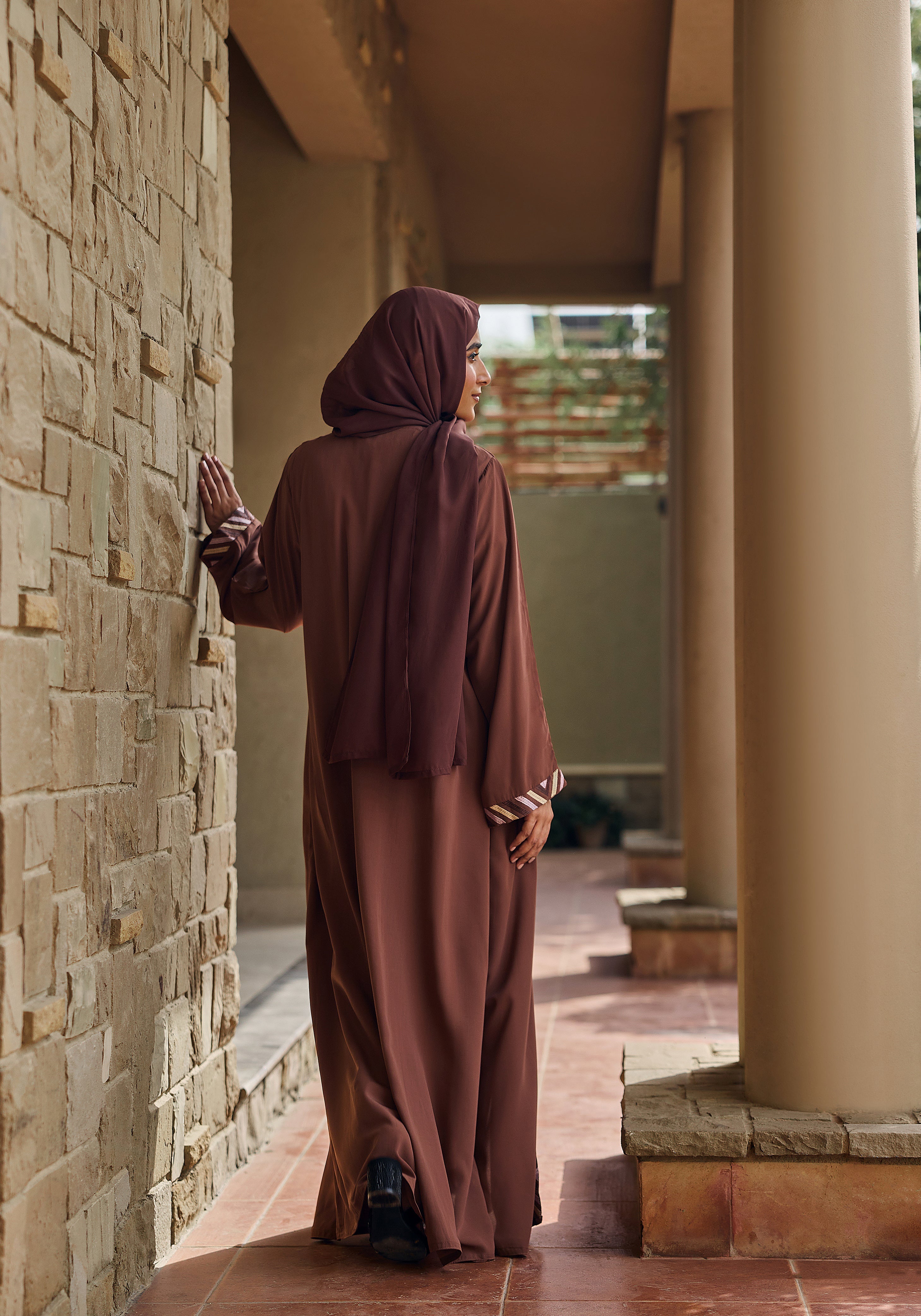 Abaya.Pk Brown Embroidery with Inner Abaya | Velora