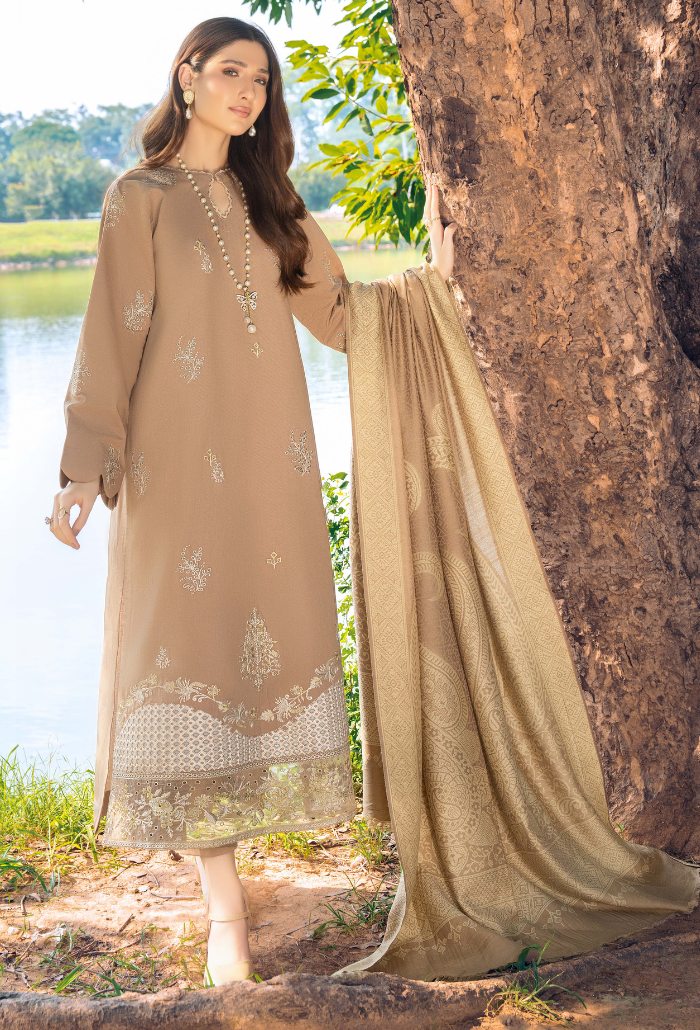 Onora By Humdum Unstitched 3 Piece Emb Khaddar Winter Collection'2024