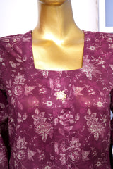 Bin Saeed Stitched 3 Piece Exclusive Printed Lawn Vol-18 Suit-LSM-3436-MAROON