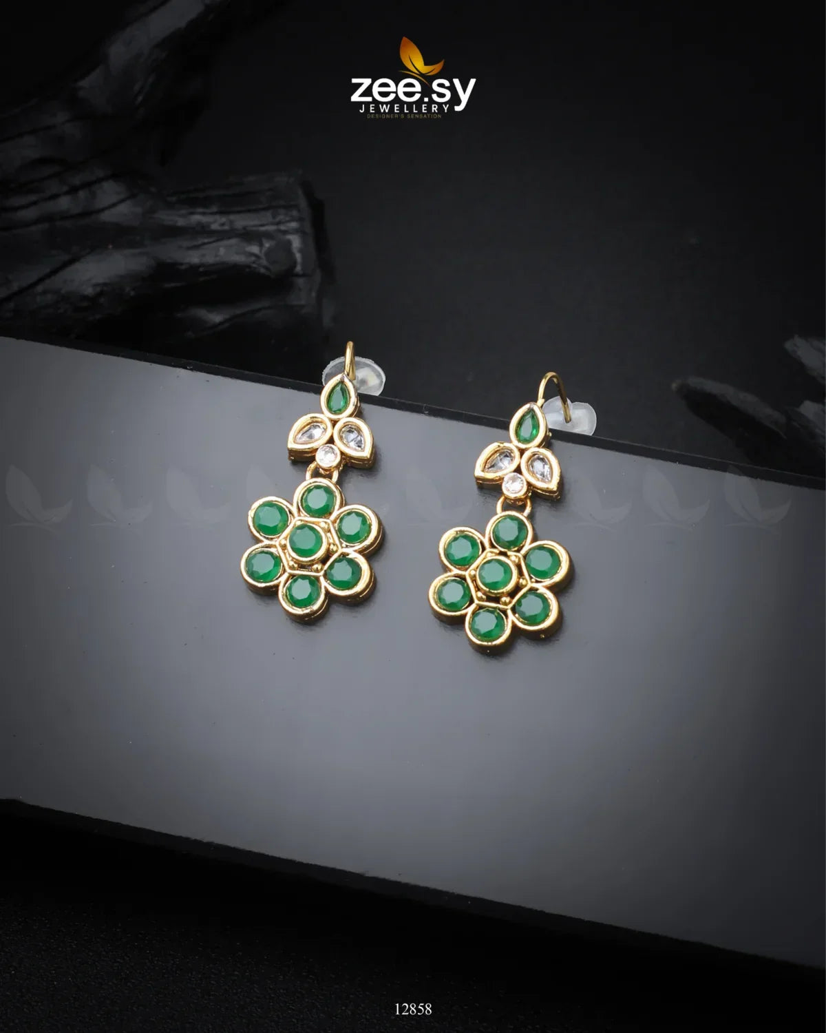 Primrose Earrings Golden Green - Zeesy Jewellery