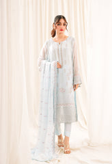 Zouj Unstitched 3 Piece Luxe Chiffon Edit Collection'2025-Blush Blue