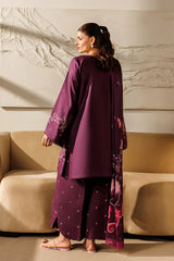 Mistfall By Panache Apparel Stitched 2-3 Piece Emb Cotton Ramadan Edit Suit-Espresso
