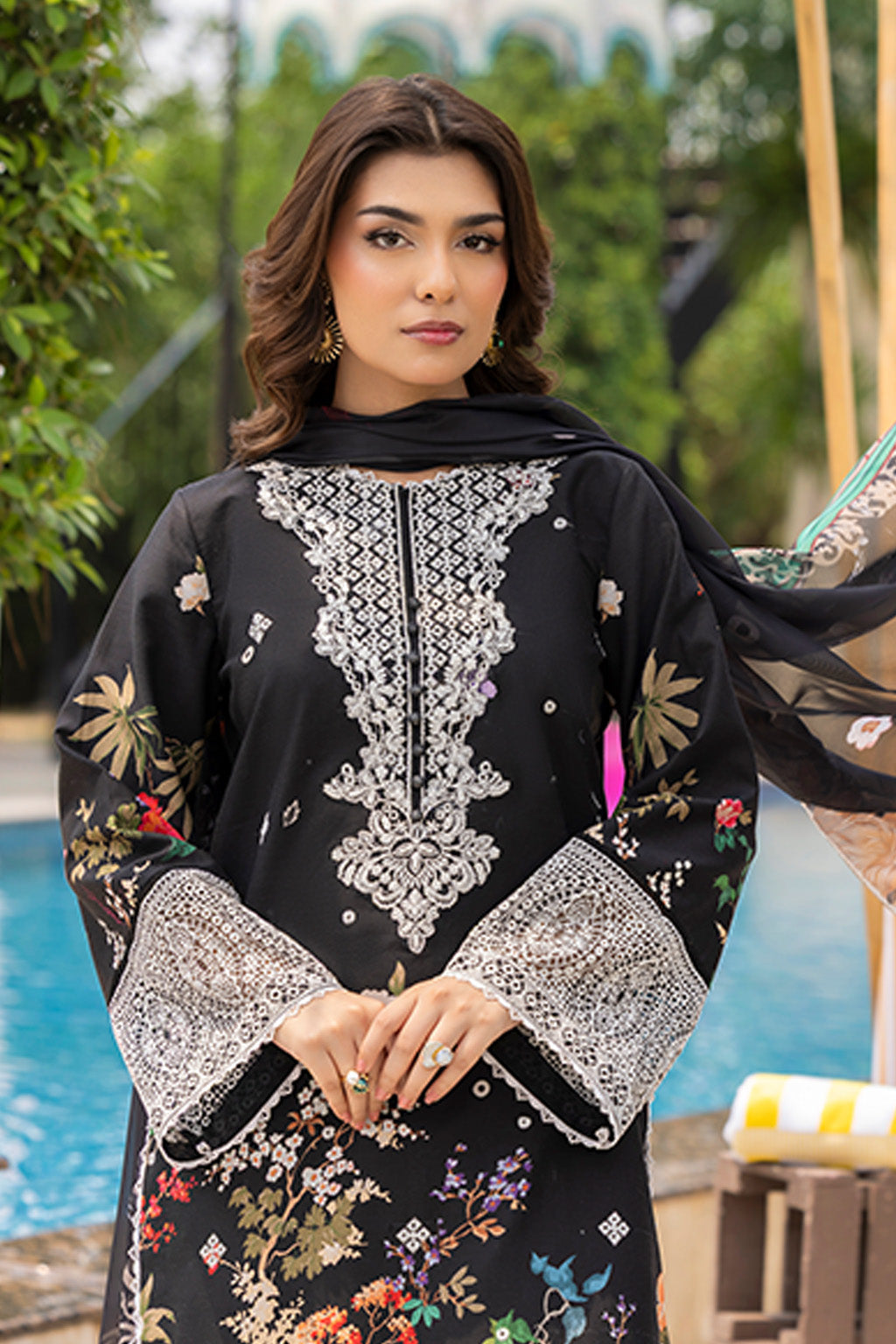 Mojito By Meeral Unstitched 3 Piece Lawn Collection'2025-Black - Zestel