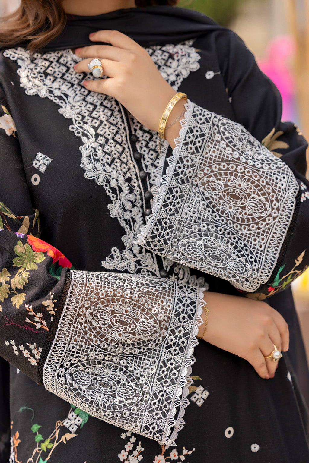 Mojito By Meeral Unstitched 3 Piece Lawn Collection'2025-Black - Zestel