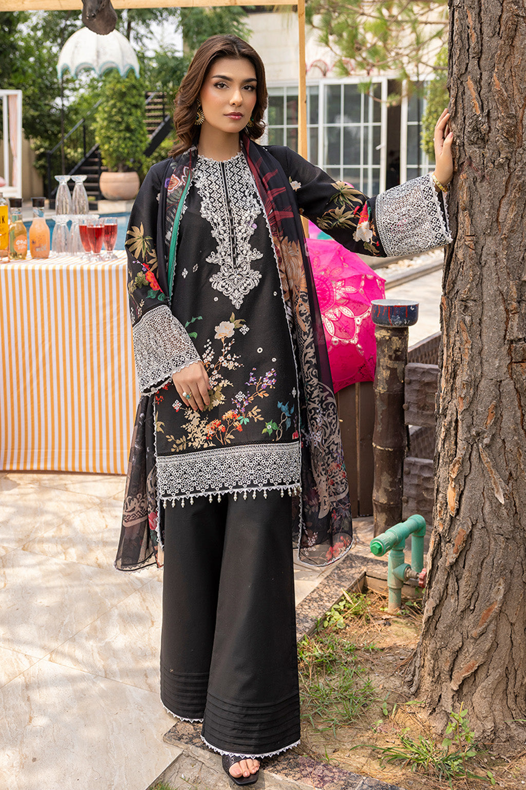Mojito By Meeral Unstitched 3 Piece Lawn Collection'2025-Black - Zestel