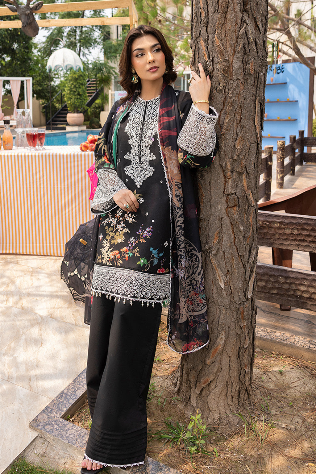 Mojito By Meeral Unstitched 3 Piece Lawn Collection'2025-Black - Zestel