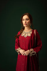 Deeya By Al Harir Stitched 3 Piece Formals Suit-AH015-DEEYA-MAROON