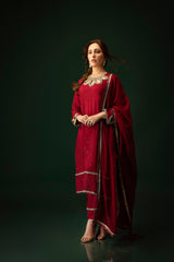 Deeya By Al Harir Stitched 3 Piece Formals Suit-AH015-DEEYA-MAROON