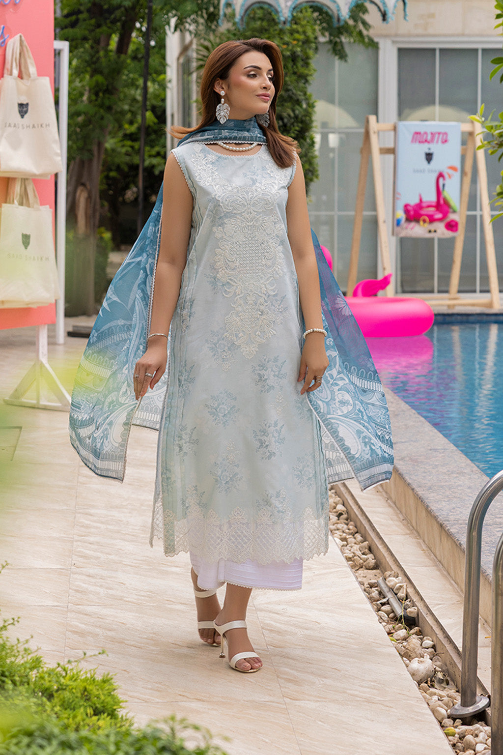 Mojito By Meeral Unstitched 3 Piece Lawn Collection'2025-Aqua - Fizzora