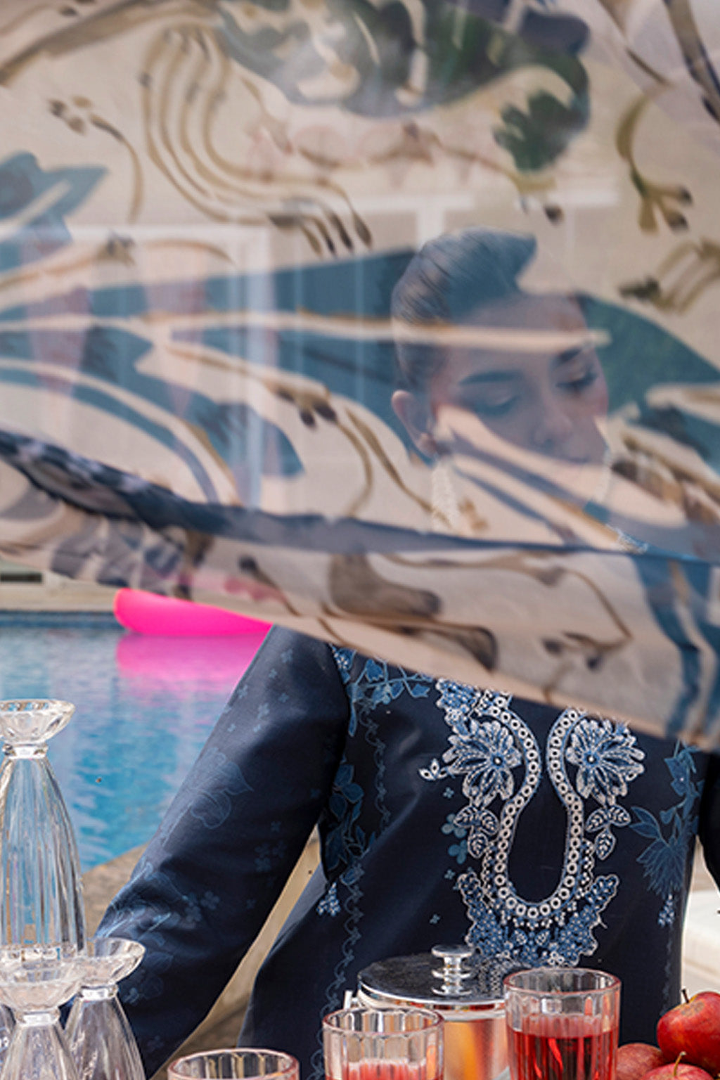 Mojito By Meeral Unstitched 3 Piece Lawn Collection'2025-Navy Blue - Blue Mirage