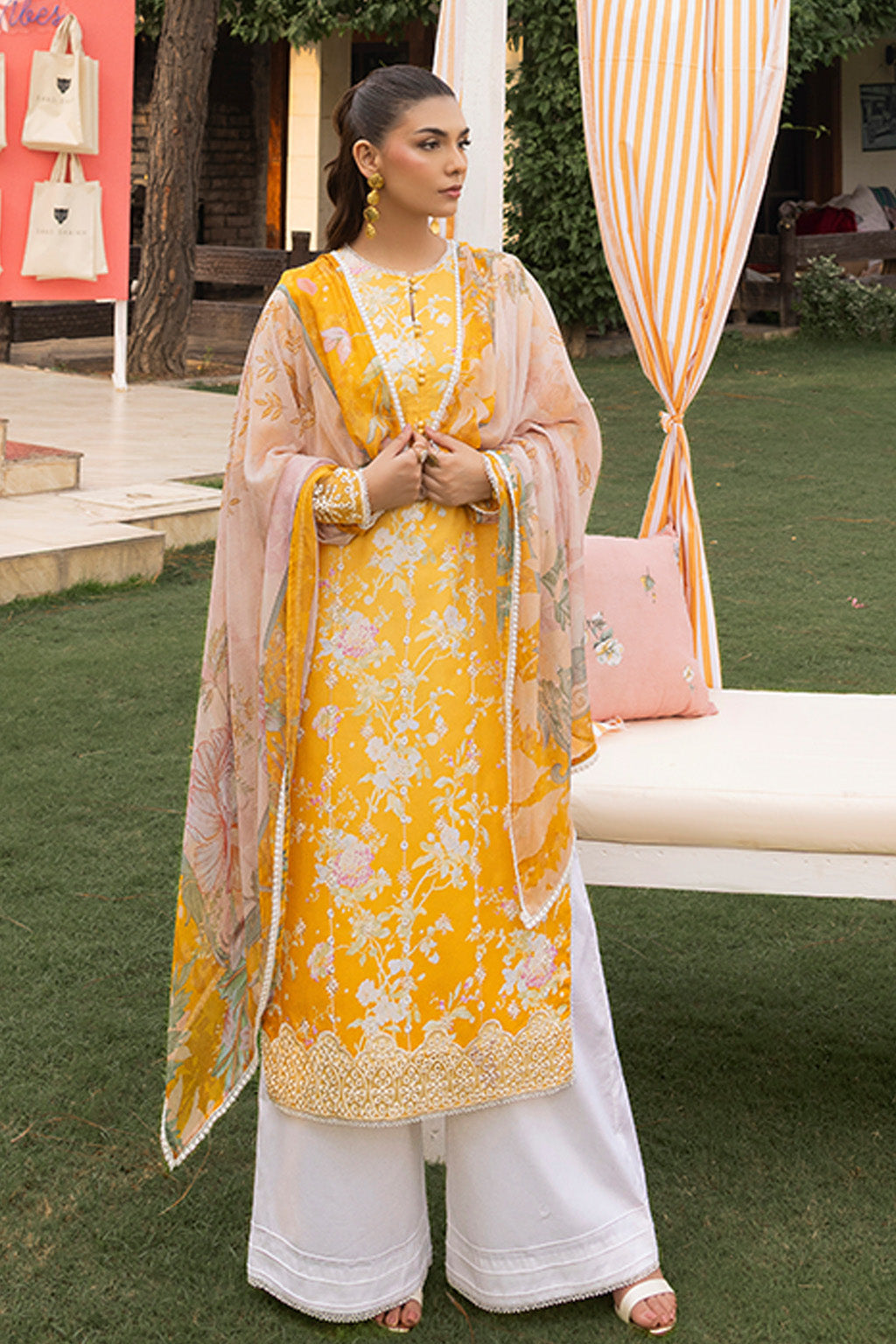 Mojito By Meeral Unstitched 3 Piece Lawn Collection'2025-Yellow - Amber Bloom