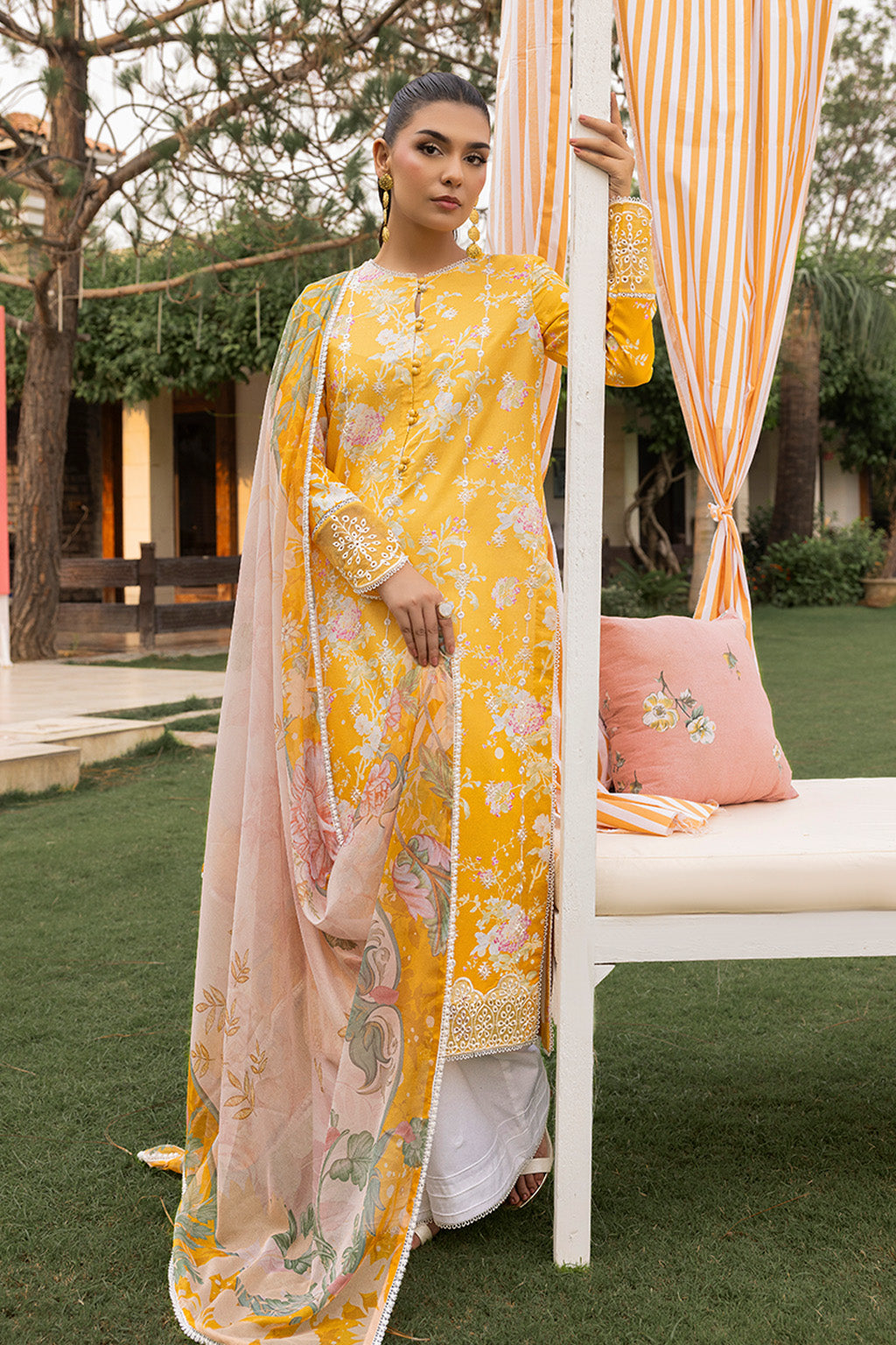 Mojito By Meeral Unstitched 3 Piece Lawn Collection'2025-Yellow - Amber Bloom