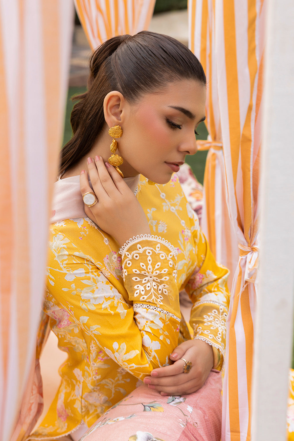 Mojito By Meeral Unstitched 3 Piece Lawn Collection'2025-Yellow - Amber Bloom