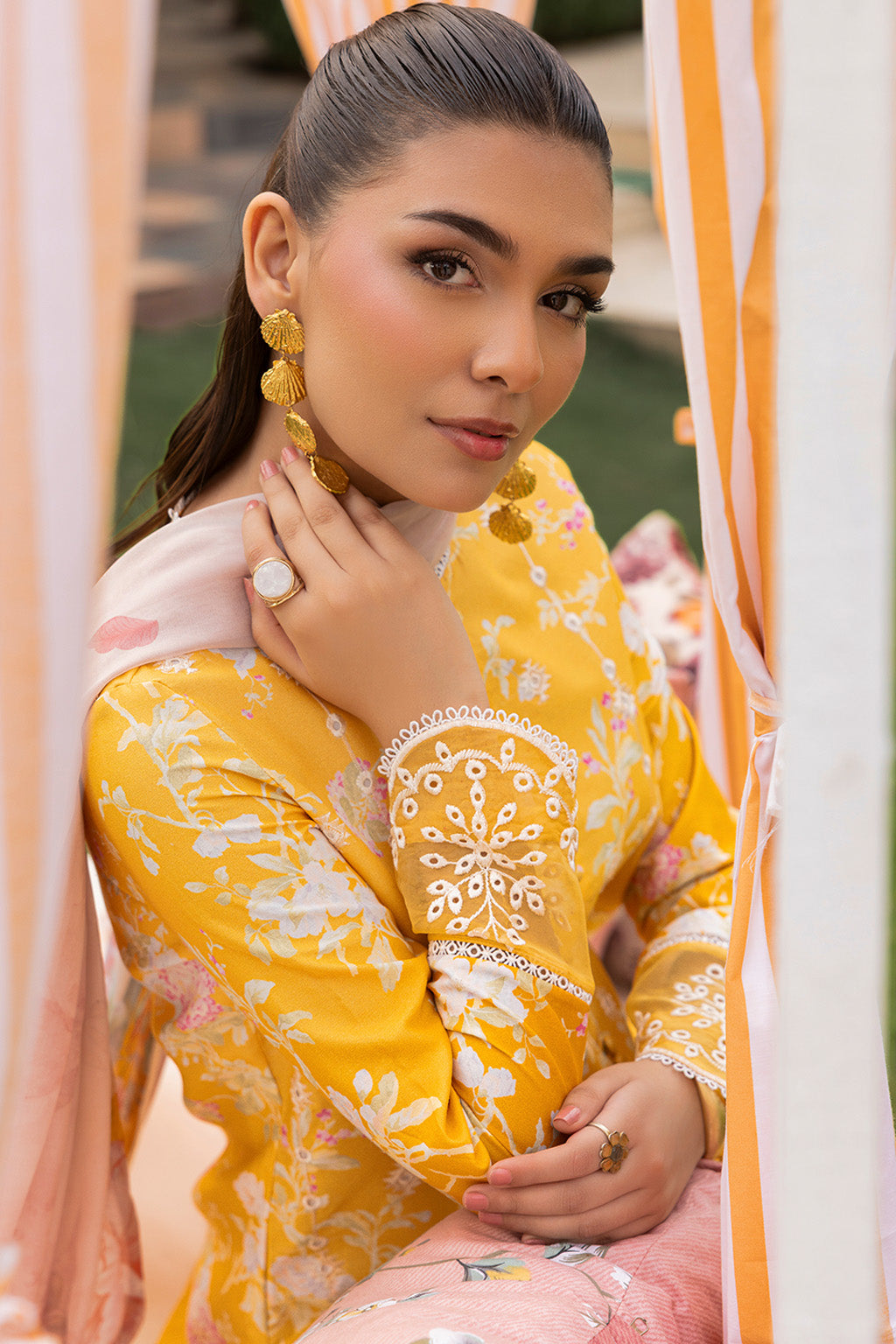 Mojito By Meeral Unstitched 3 Piece Lawn Collection'2025-Yellow - Amber Bloom