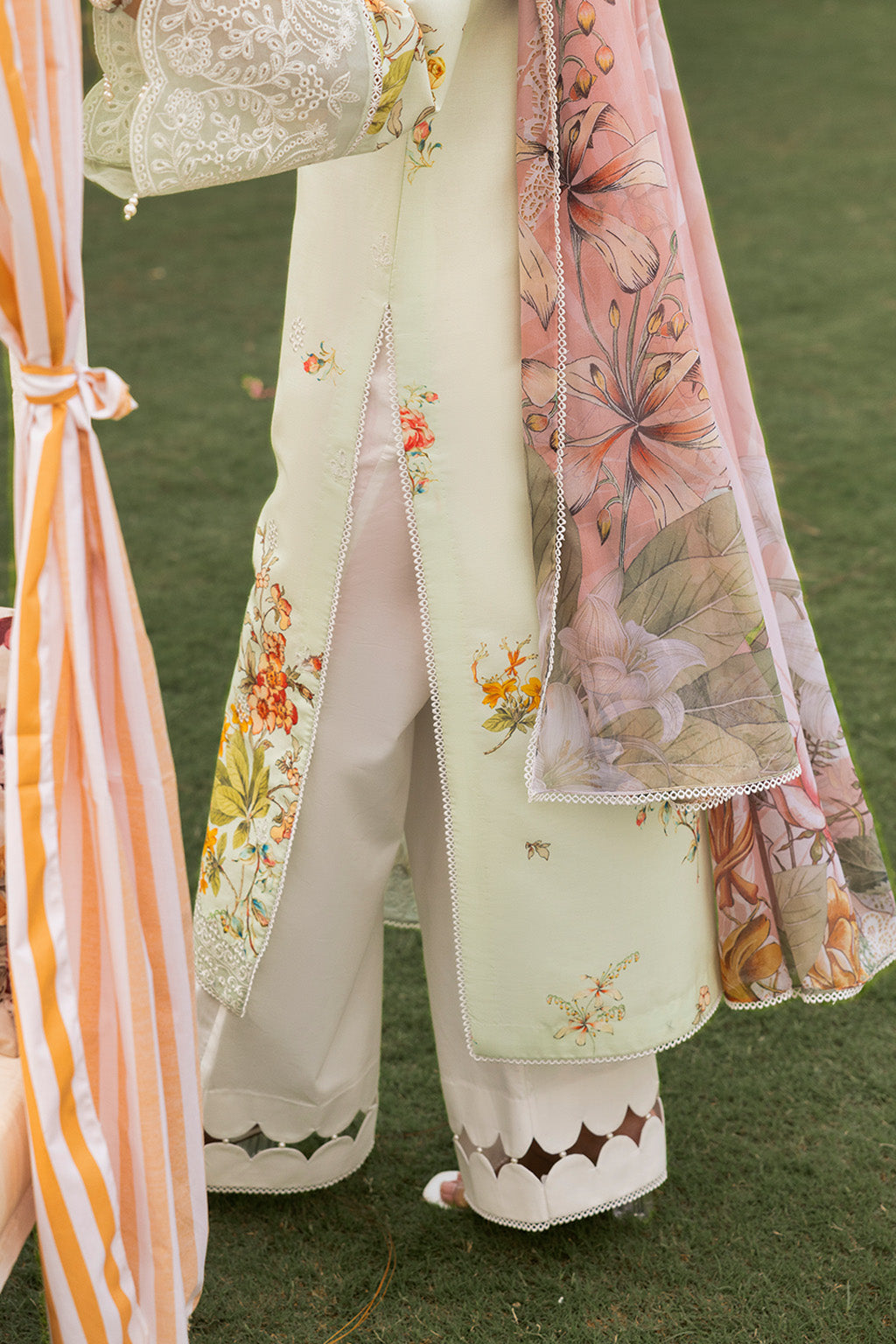 Mojito By Meeral Unstitched 3 Piece Lawn Collection'2025-Pista - Floral Mirage