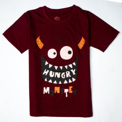 Kjunction Boys Half Sleeves-Printed T-Shirt (Hungry)