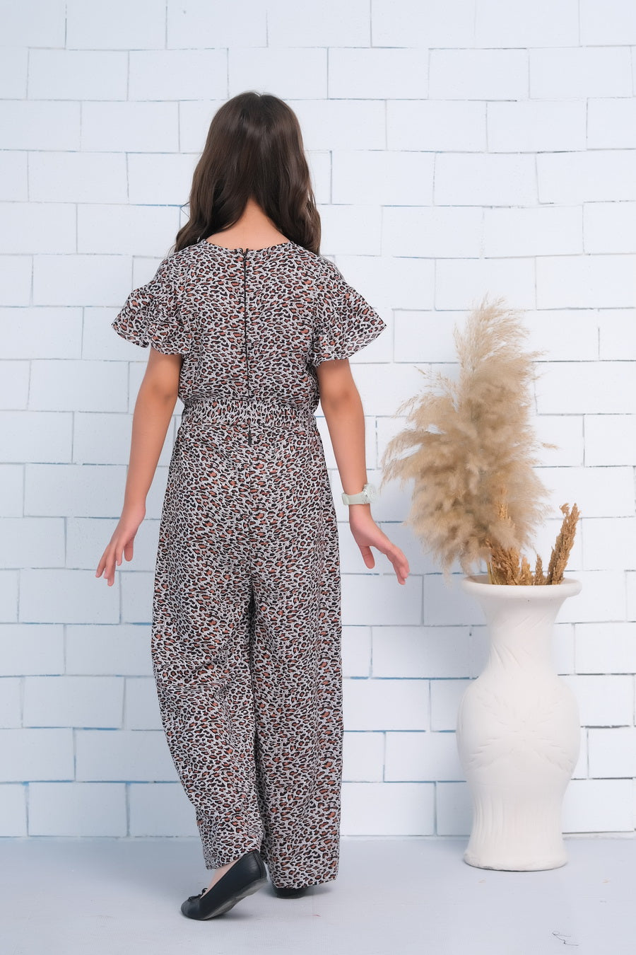 Sprinkles Stitched 1 Piece Summer Jumpsuit Kids Collection'2025-Allover Cheetah Print Butterfly Sleeve Shirred Jumpsuit