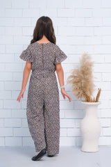 Sprinkles Stitched 1 Piece Summer Jumpsuit Kids Collection'2025-Allover Cheetah Print Butterfly Sleeve Shirred Jumpsuit