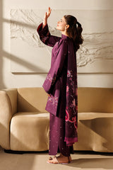 Mistfall By Panache Apparel Stitched 2-3 Piece Emb Cotton Ramadan Edit Suit-Espresso