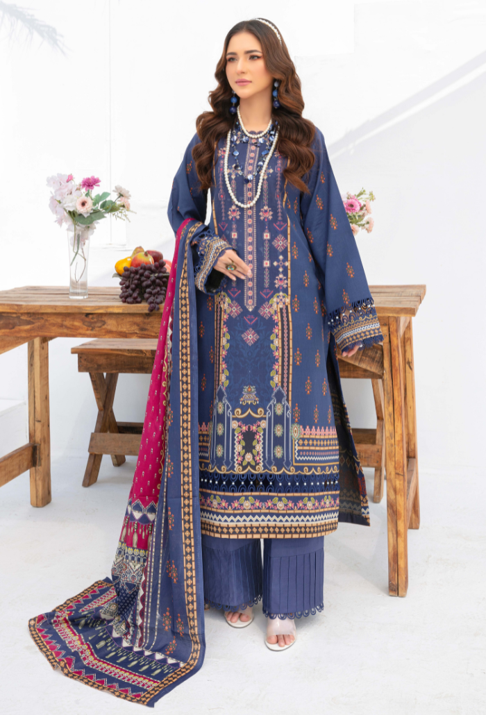 Saira Bano By Humdum Unstitched 3 Piece Emb Lawn Collection'2024