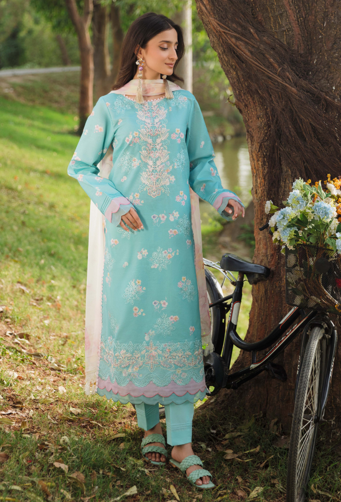 Summer Breeze By Humdum Unstitched 3 Piece Printed Emb Lawn Collection'2025-D-06