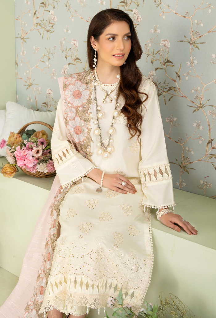 Baad e Baharaan By Humdum Unstitched 3 Piece Emb Lawn Collection'2024-D-01