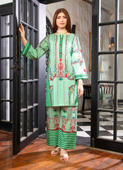 Daily Chic - Ahlam By Safa Textile Stitched 1 Piece Summer Shirt-Classic Emerald Green Tunic
