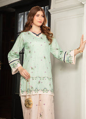 Ahlam By Safa Textile Stitched Co-Ords Lawn Suit-Olive Green & Beige