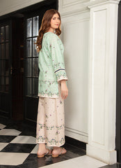 Ahlam By Safa Textile Stitched Co-Ords Lawn Suit-Olive Green & Beige