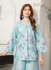 Daily Chic - Ahlam By Safa Textile Stitched 1 Piece Summer Shirt-Light Blue Graceful Tunic