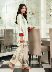 Ahlam By Safa Textile Stitched Co-Ords Lawn Suit-Olive Green & Skin Tone