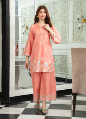 Daily Chic - Ahlam By Safa Textile Stitched 1 Piece Summer Shirt-Peach Chic Printed