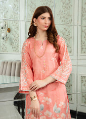 Ahlam By Safa Textile Stitched Co-Ords Lawn Suit-Peach Chic Printed