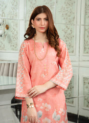 Ahlam By Safa Textile Stitched Co-Ords Lawn Suit-Peach Chic Printed