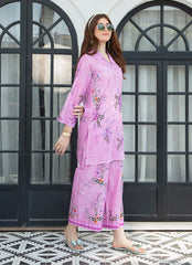Ahlam By Safa Textile Stitched Co-Ords Lawn Suit-Rose Pink Elegant