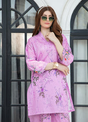 Daily Chic - Ahlam By Safa Textile Stitched 1 Piece Summer Shirt-Rose Pink Elegant