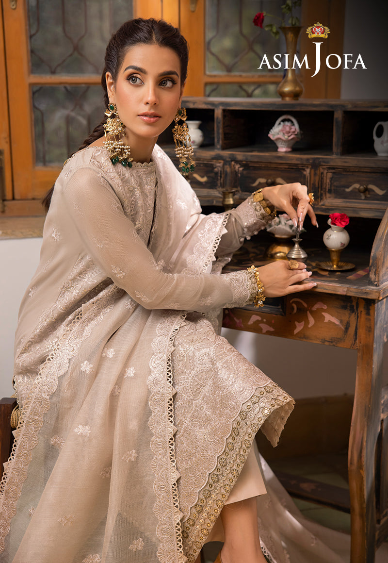 Asim Jofa Shadow Work '23 Ajsw-21 Embroidered Cotton Net 3 Pcs