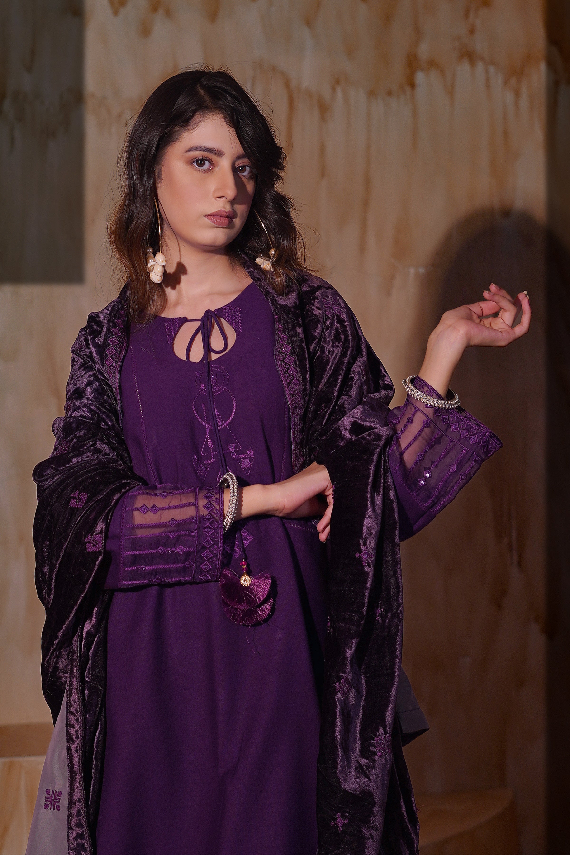 Aayra Stitched Winter Collection'2025-AY1142 - Mystic Plum 3Pc
