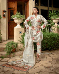 Florals & Printed By Hadar Official Stitched 3 Piece Lawn Collection-Serene - 3 PC printed