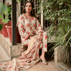 Florals & Printed By Hadar Official Stitched 3 Piece Lawn Collection-Juno - 3 PC printed