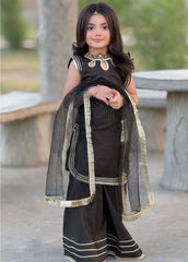 Titli By Modest Stitched Toddlers 3 Piece Black Cotton Lawn Set