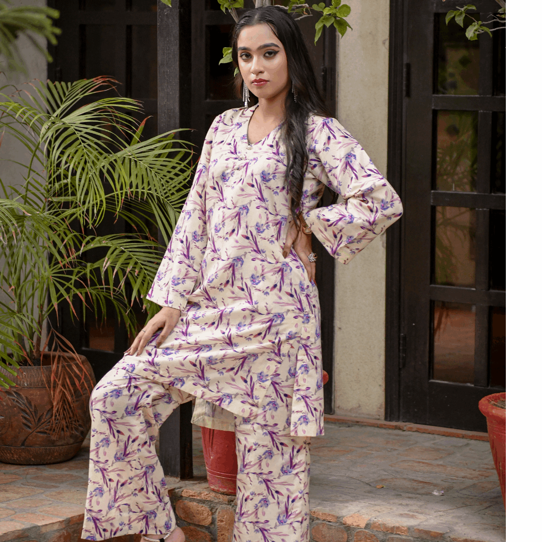 Florals & Printed By Hadar Official Stitched 3 Piece Lawn Collection-Lyra - 3 PC printed