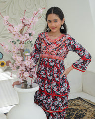 Khanak Stitched Kids-Black & Multi Prints Embroidered Gharara KST 192