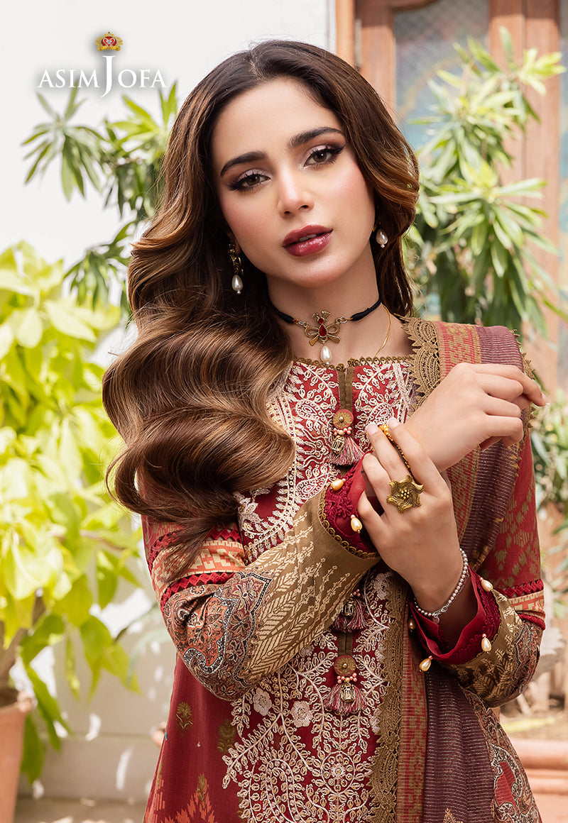 Asim Jofa Rania Pre-Winter '23 Ajrw-01 Embroidered Premium Winter Cotton 3 Pcs