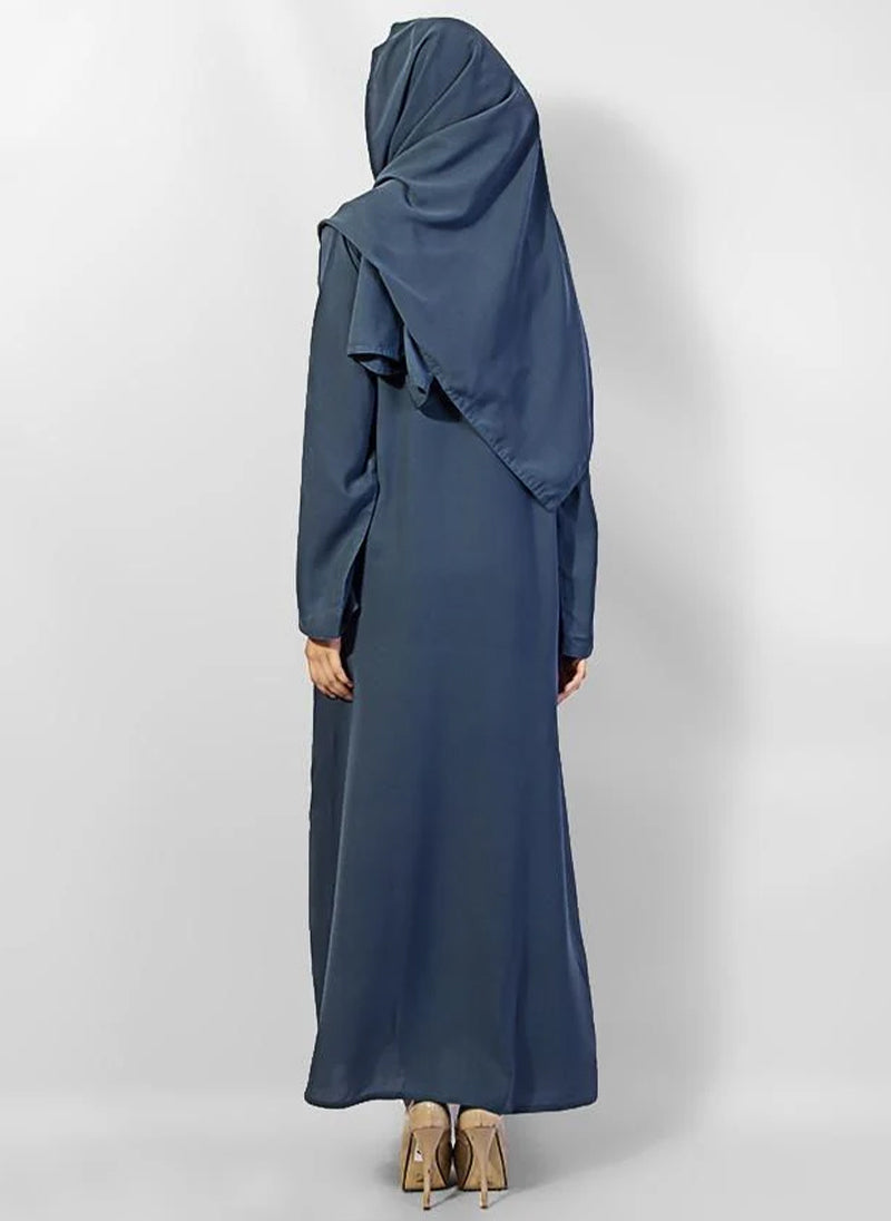 Hijab Ul Hareem Designed Blue Pull Over Georgette Abaya 0120-P