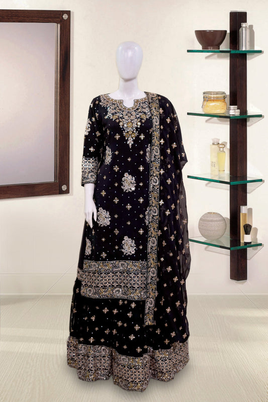 Saira Sultana Stitched 3 Piece Formals Collection-Aasira - Black