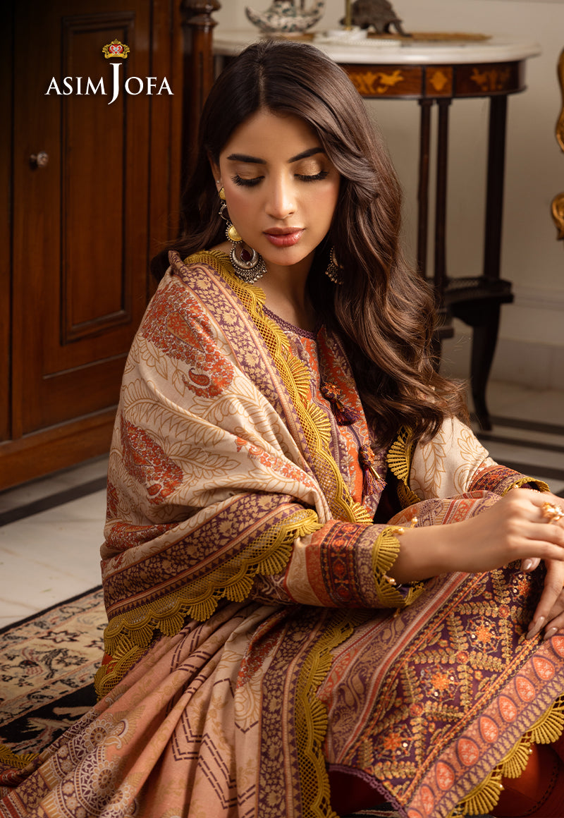 Asim Jofa Aira & Asra Pret Ajiwp-12 Embroidered Khaddar Stitched 3 Pcs