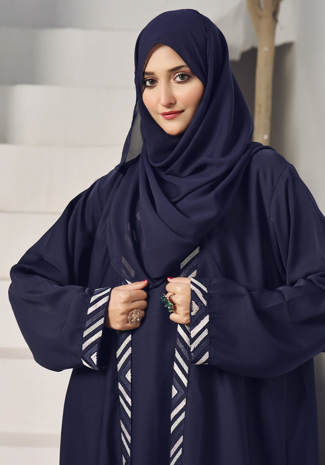 Abaya.Pk Blue Embroidery with Inner Abaya