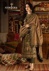 Asim Jofa Kashmiri Taanka - Embroidered Shawl collection Ajkt-07 Embroidered Slub Raw Silk 3 Pcs