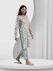 Ahlam Soft Cambric Stitched-Celeste Co-ord Set Collection'2024